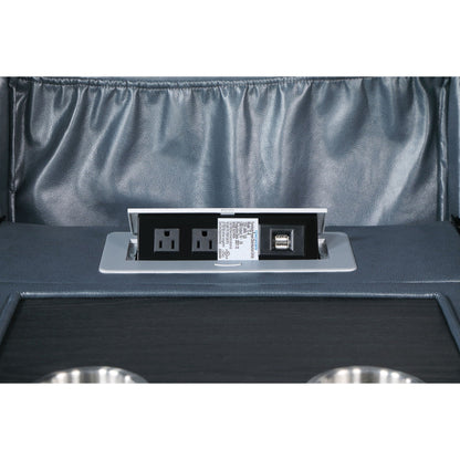 Blue Motion Reclining Sofa And Center Console