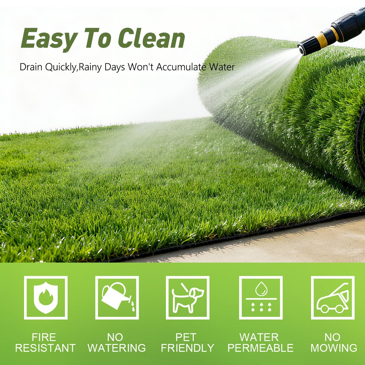 Artificial Grass turf carpet roll by HouseOfZazla, deluxe realistic thick green blades on Tampa Home & Garden Store
