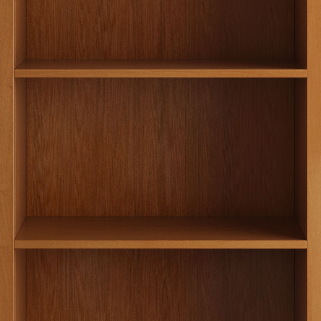 Amherst Wooden Bookcase by HouseOfZazla, warm brown wood with adjustable shelves on Tampa Home & Garden Store