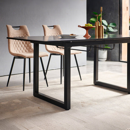 Modern Dining Table with Metal Legs and Firm Top