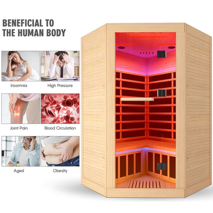 Canadian Hemlock Double Sauna by HouseOfZazla Bluetooth LED Lights natural graphite on Tampa Home & Garden Store
