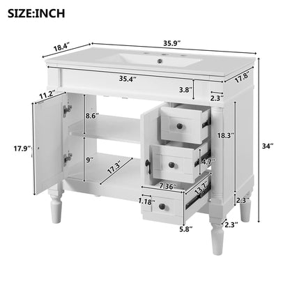 Bathroom Vanity With Ceramic Sink and Soft Close