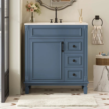 Bathroom Vanity With Sink and Cabinet Two Drawers