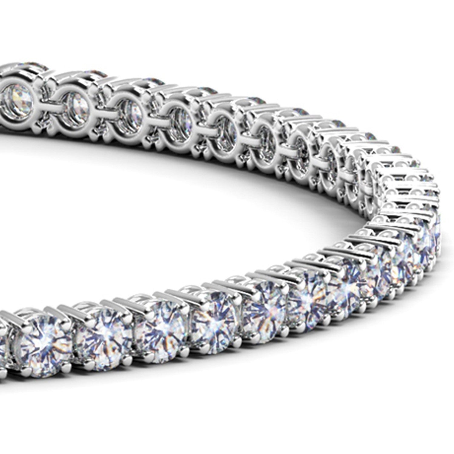 Lab grown round diamond tennis bracelet in 14k white gold, 7 ctw F/G VS2/SI1, prong-set stones on Tampa Home & Garden Store