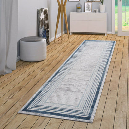 Marfi Bordered Rug in Neutral Tones for Living