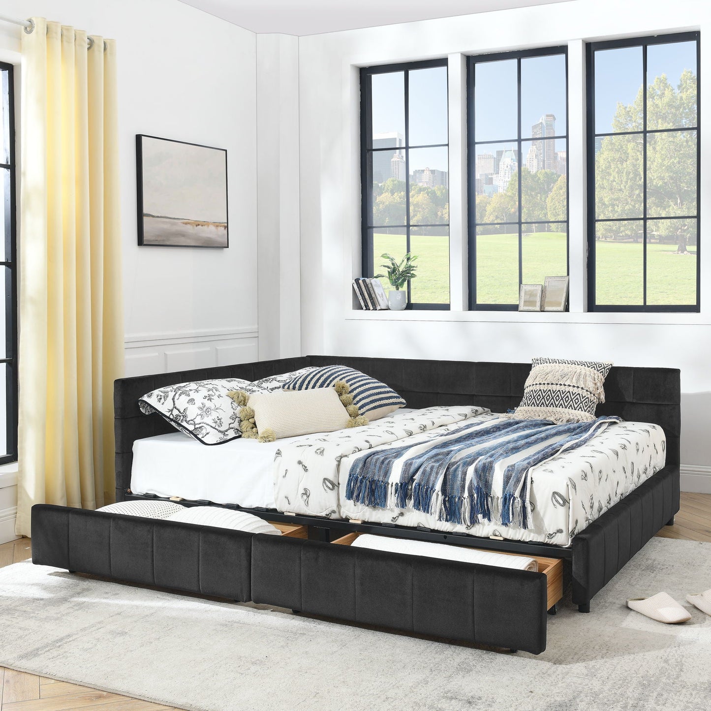 Mid-Century Upholstered Bed Frame and Backrest