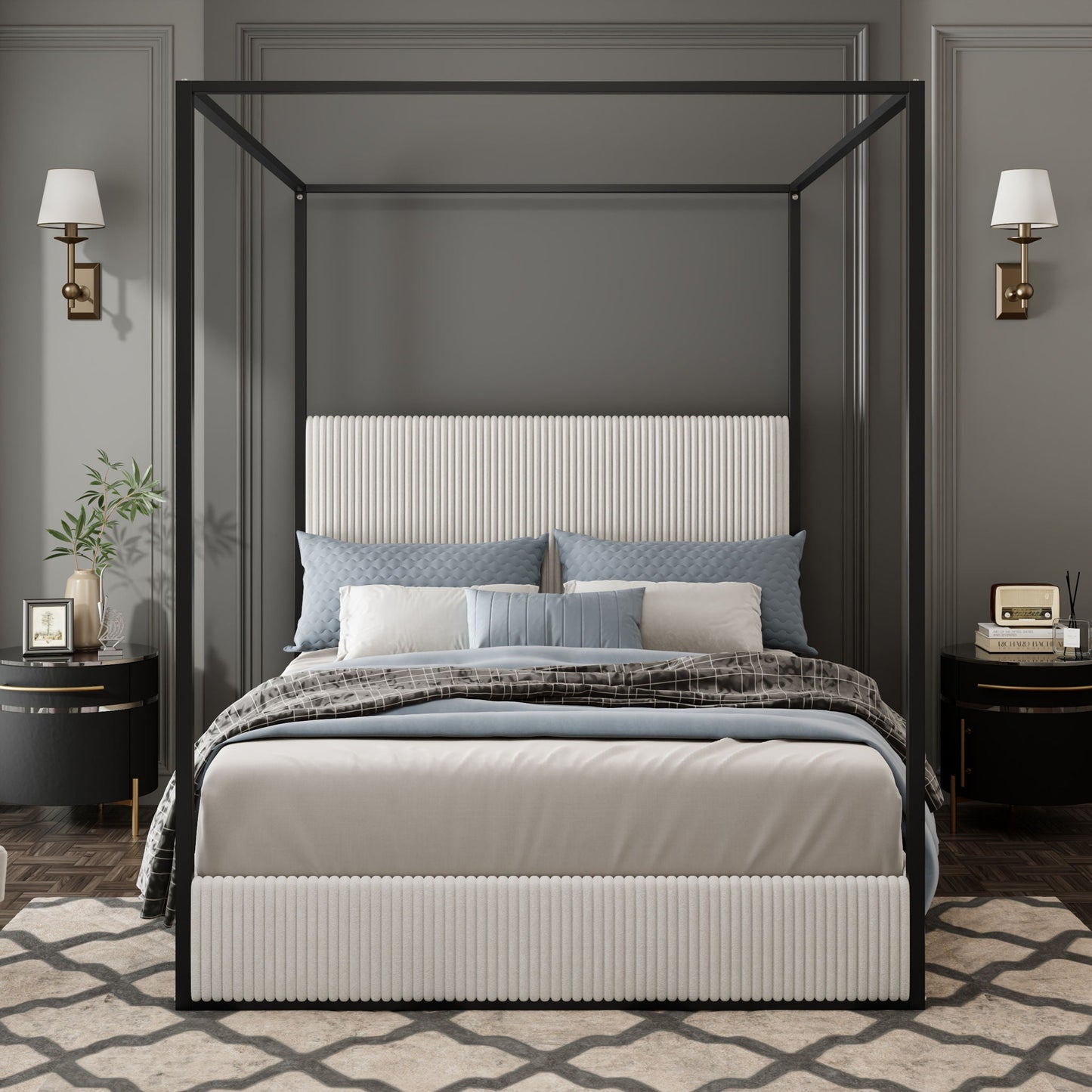 Modern Metal Canopy Bed And Four Poster Frame