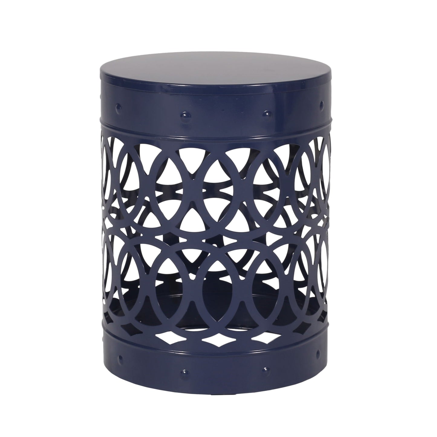Large Outdoor Metal End Table with Floral Cut