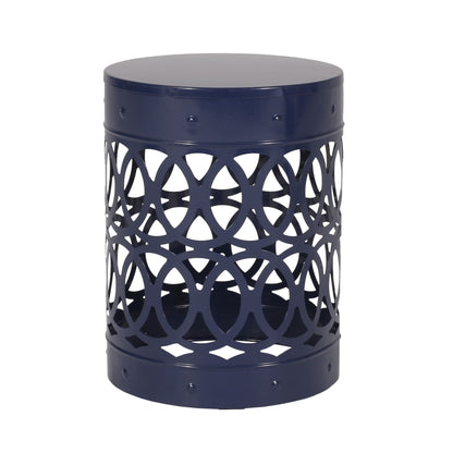 Large Outdoor Metal End Table with Floral Cut