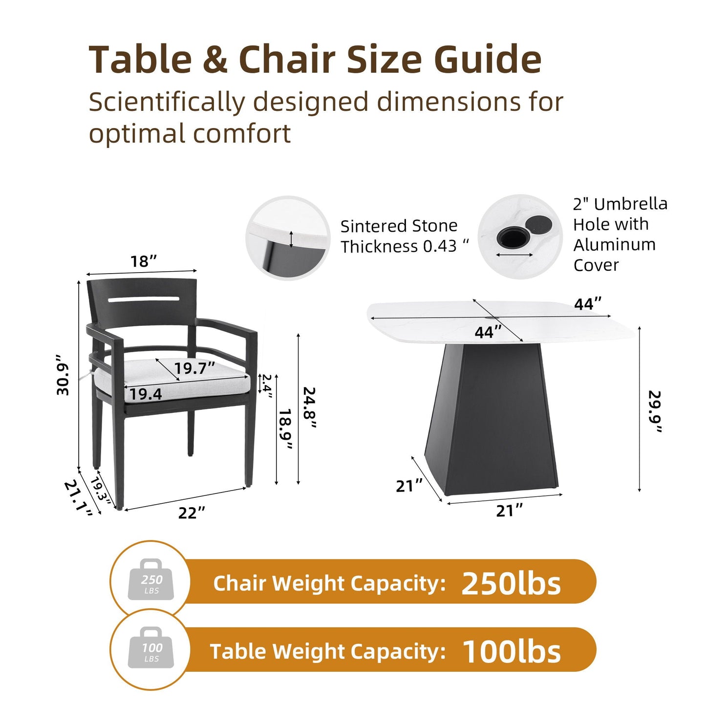 Outdoor Patio and Squircle Dining Table Set