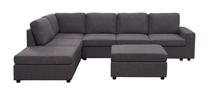 Cassia 7 Seat Reversible Modular Sectional Sofa with Ottoman, charcoal gray fabric, 2-piece set on Tampa Home & Garden Store