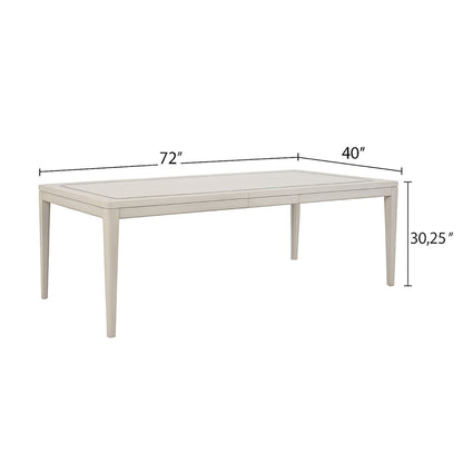 Expandable Dining Table with Metal Inlay in vanilla white by HouseOfZazla, 72in x 40in on Tampa Home & Garden Store