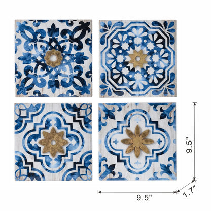 Abstract Wall Decor Accents White and Blue