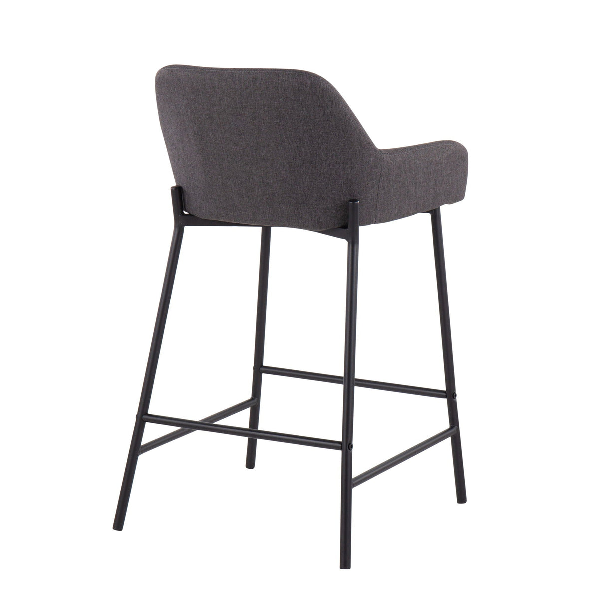 Industrial counter stool set with upholstered charcoal seats and black metal legs 2 stools on Tampa Home & Garden Store