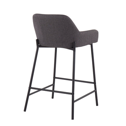 Industrial counter stool set with upholstered charcoal seats and black metal legs 2 stools on Tampa Home & Garden Store