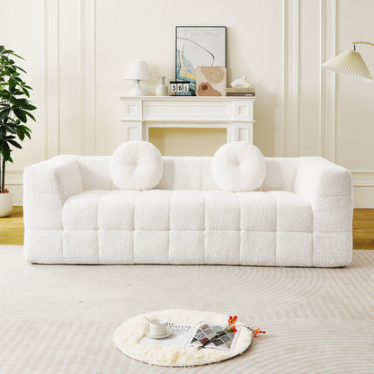 Boneless 3 Seater Sofa and Throw Pillows Beige
