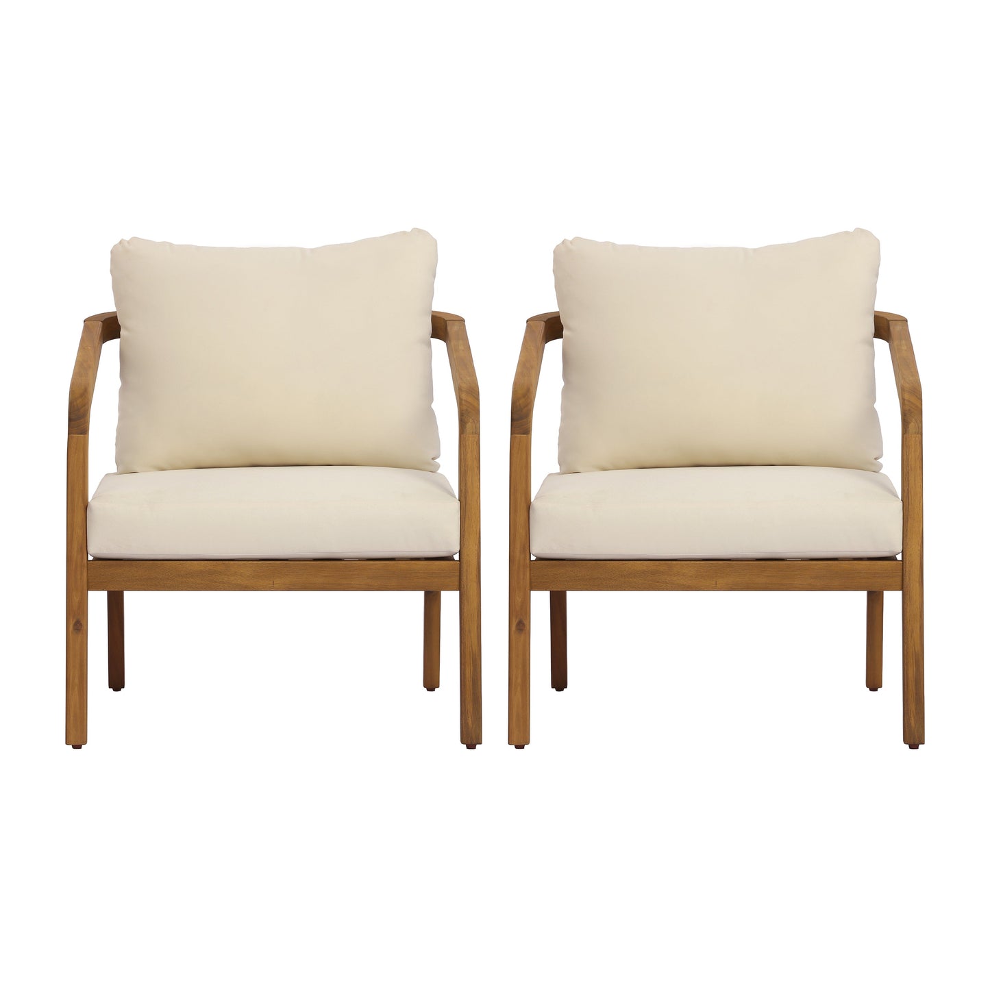 Acacia Wood Patio Club Chairs and Soft Cushions