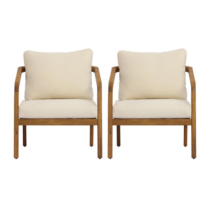 Acacia Wood Patio Club Chairs and Soft Cushions