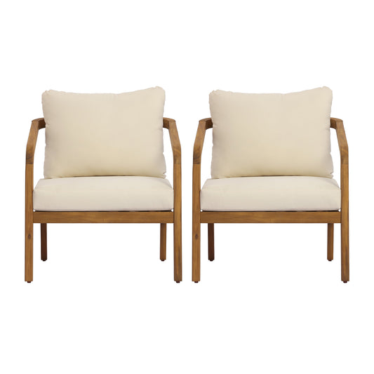 Acacia Wood Patio Club Chairs and Soft Cushions