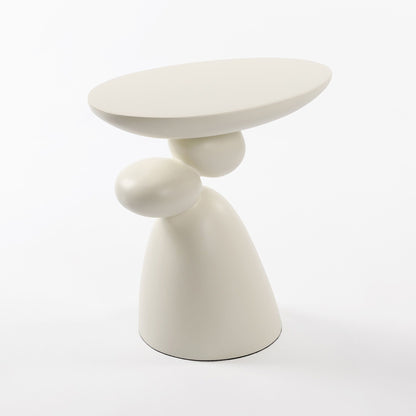 Lucky Stone Shaped End Table with sculptural white pedestal and oval top HouseOfZazla on Tampa Home & Garden Store