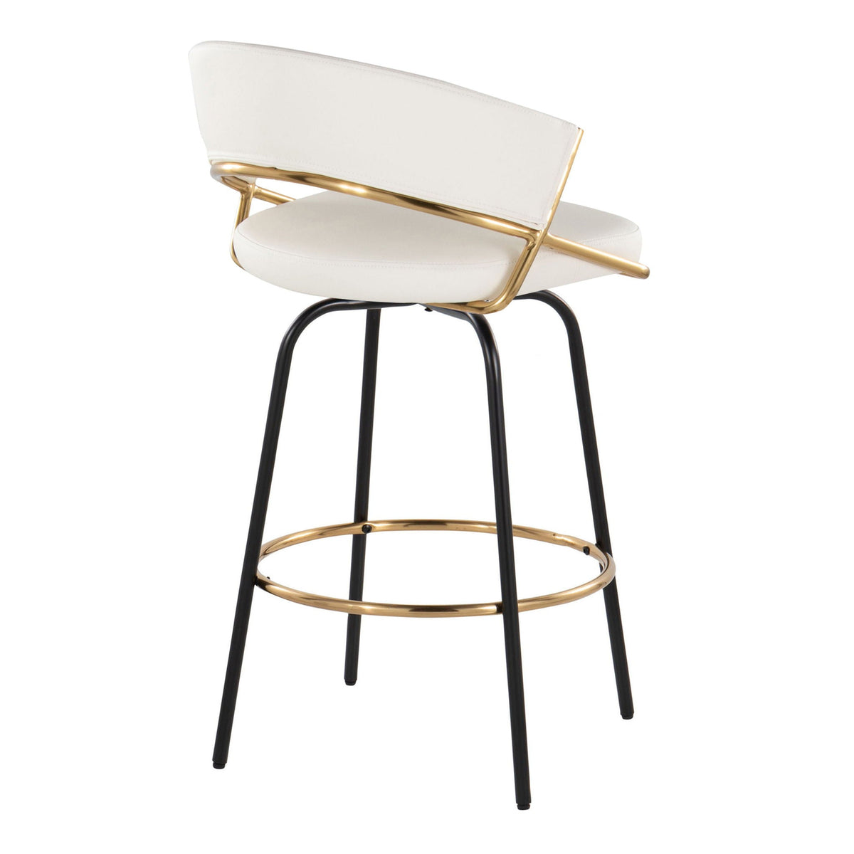 Jie fixed-height contemporary counter stools set of 2 with white upholstery and gold frame on Tampa Home & Garden Store