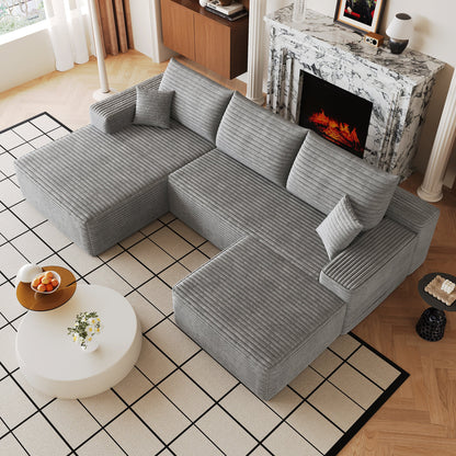 107in Cloud Sectional Sofa with 1 Ottoman by HouseOfZazla in gray corduroy fabric on Tampa Home & Garden Store