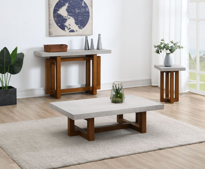 Keven faux concrete top coffee tables set of 3 with wood bases on Tampa Home & Garden Store