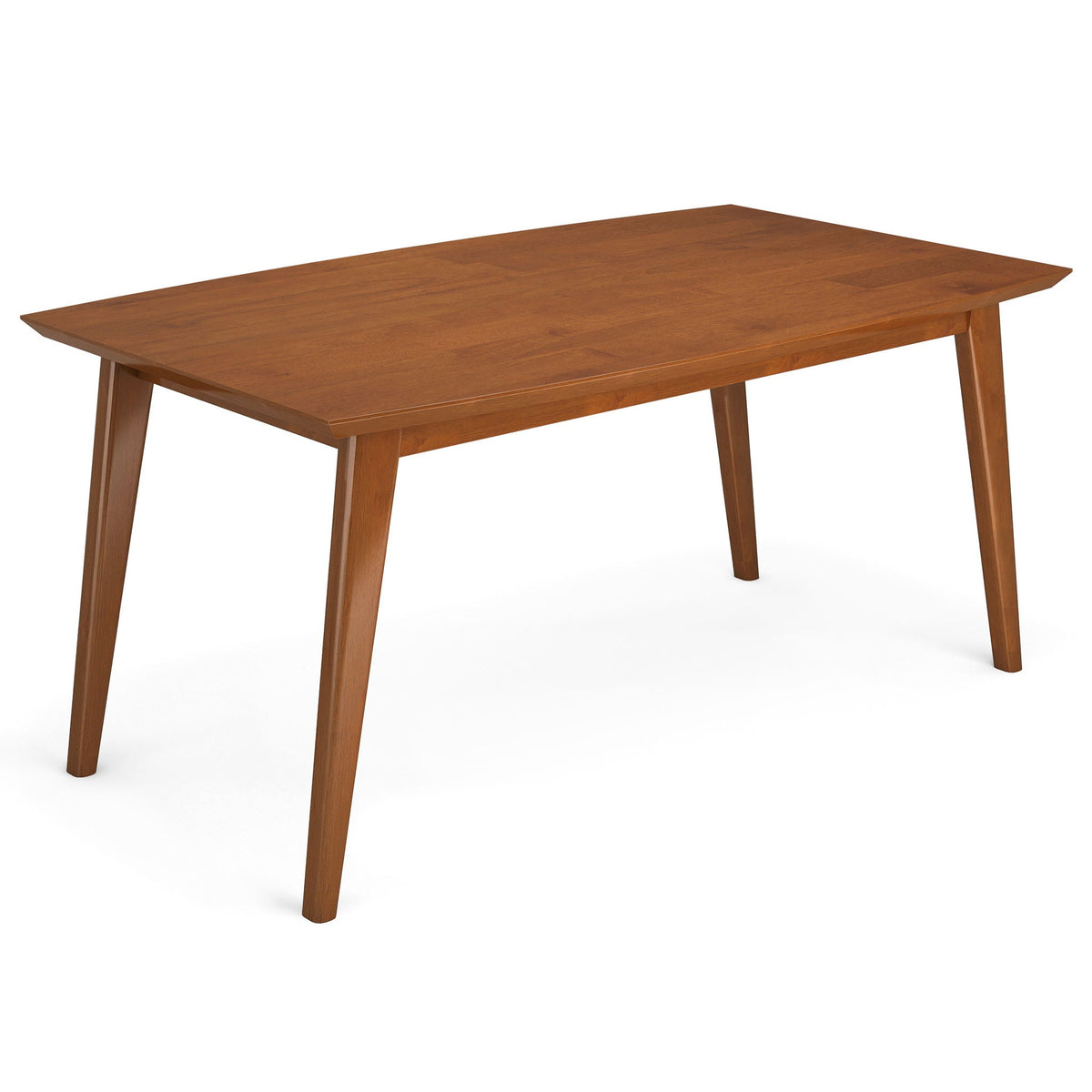 Elegant Rubberwood Rectangular Dining Table warm brown by HouseOfZazla with angled legs on Tampa Home & Garden Store