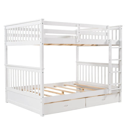 White wooden bunk bed with ladders and two under-bed drawers on Tampa Home & Garden Store