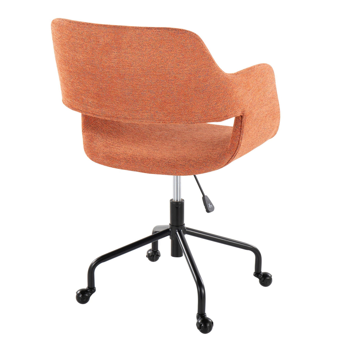 Adjustable office chair in orange fabric with cushioned seat on a wheeled base on Tampa Home & Garden Store