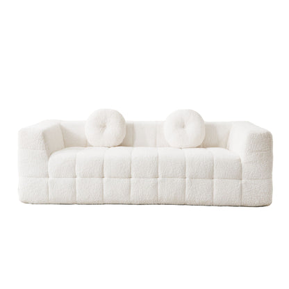 Boneless 3 Seater Sofa and Throw Pillows Beige