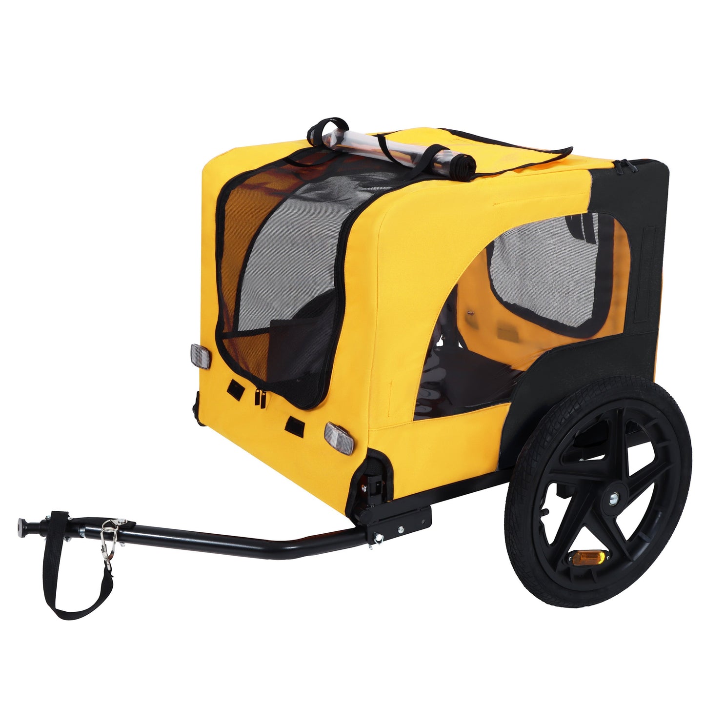 HouseOfZazla yellow pet bike trailer for medium dogs up to 66 lbs with mesh windows on Tampa Home & Garden Store
