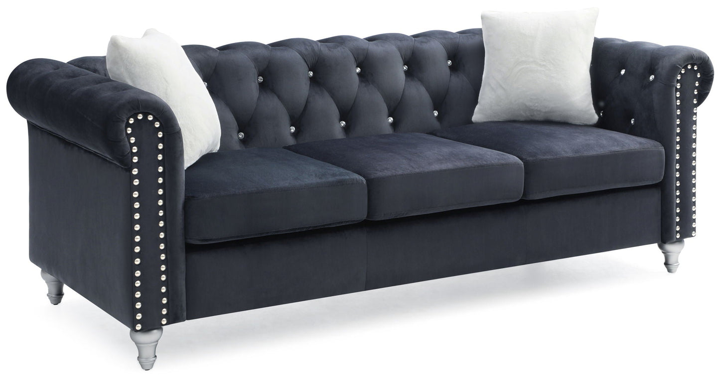 the Raisa Tufted Sofa and Nailhead Accents