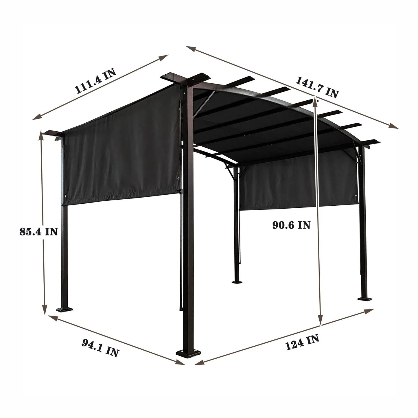 Outdoor Patio Pergola Gazebo Retractable Canopy