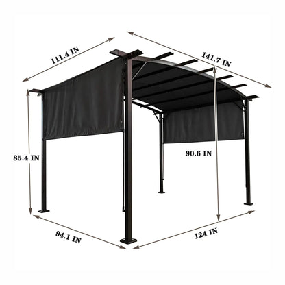 Outdoor Patio Pergola Gazebo Retractable Canopy