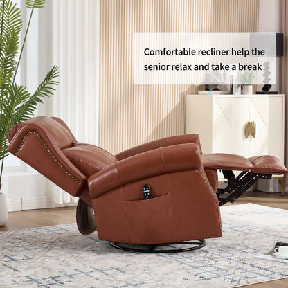 Heat Massage Manual Recliner Chair with Rocker and Swivel brown leather by HouseOfZazla on Tampa Home & Garden Store