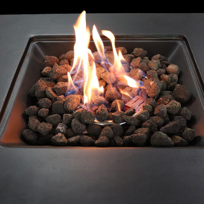 Compact Design Outdoor Fire Pit dark gray with lava rock bed and self-contained gas tank on Tampa Home & Garden Store