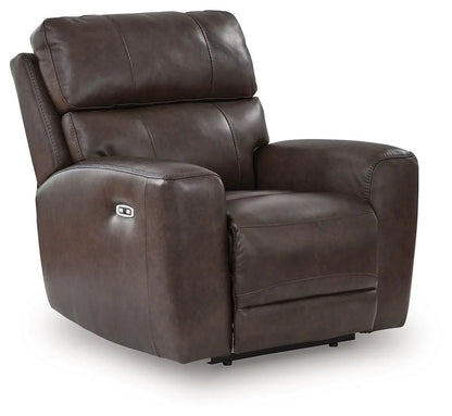 Crossplex power recliner with adjustable headrest in smoke brown leather by Unique Piece Furniture on Tampa Home & Garden Store