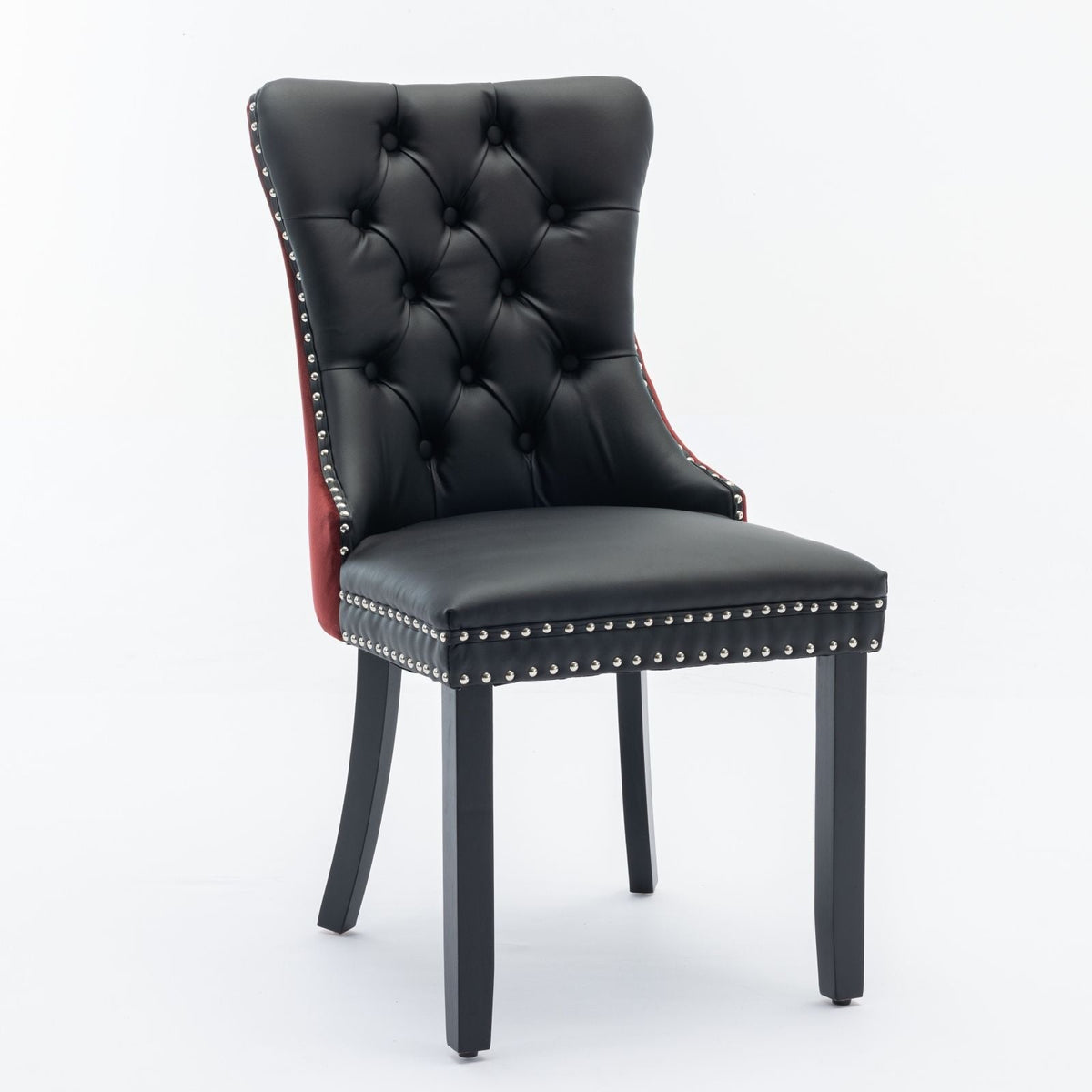 Nikki Modern Upholstered Dining Chair Set of 2, black tufted faux leather, HouseOfZazla on Tampa Home & Garden Store