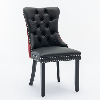 Nikki Modern Upholstered Dining Chair Set of 2, black tufted faux leather, HouseOfZazla on Tampa Home & Garden Store