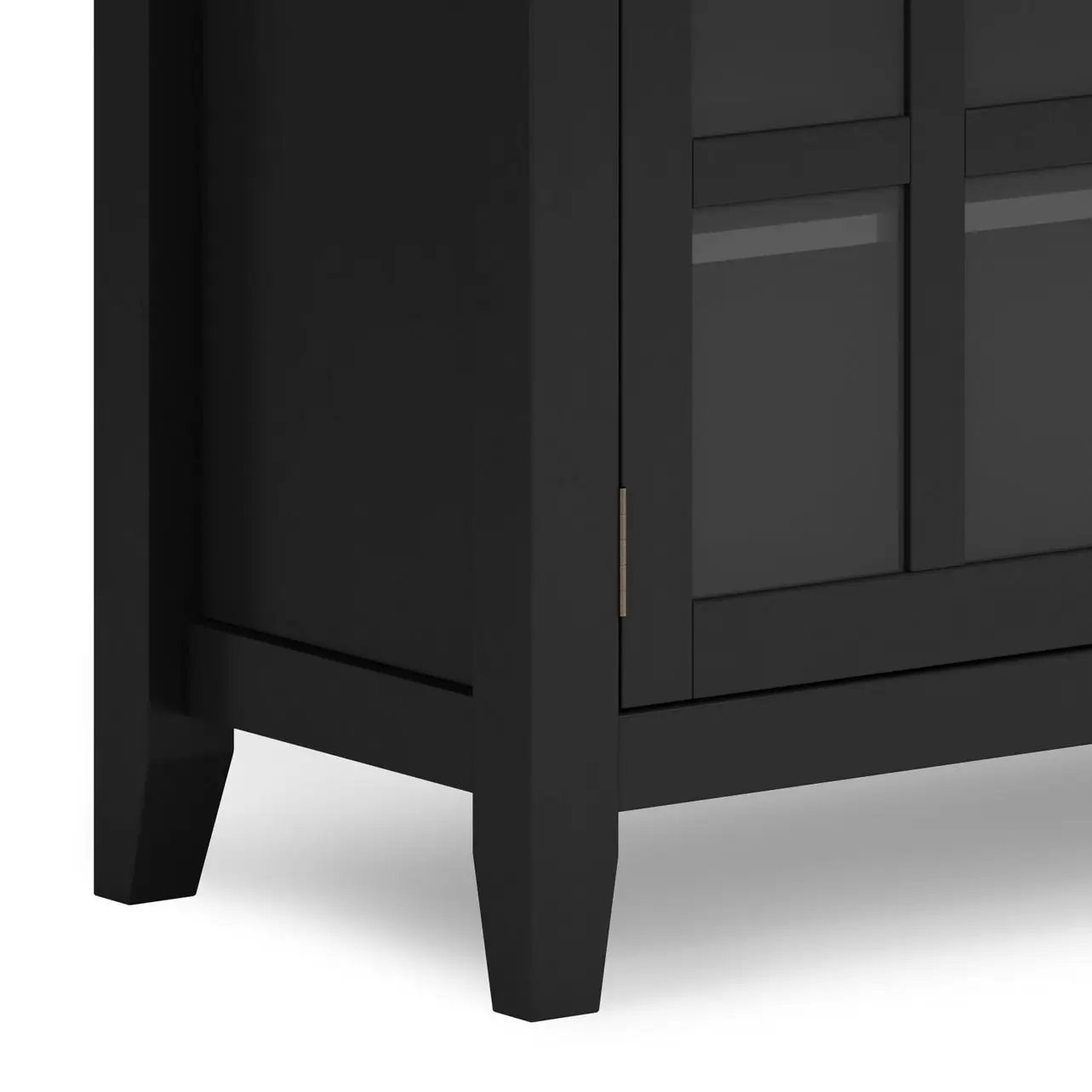 Artisan handcrafted sideboard buffet in black finish with glass-front panels and tapered legs on Tampa Home & Garden Store