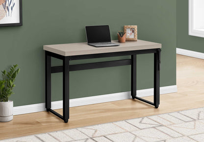 Adjustable standing computer desk by HouseOfZazla with beige top and black frame, laptop on Tampa Home & Garden Store