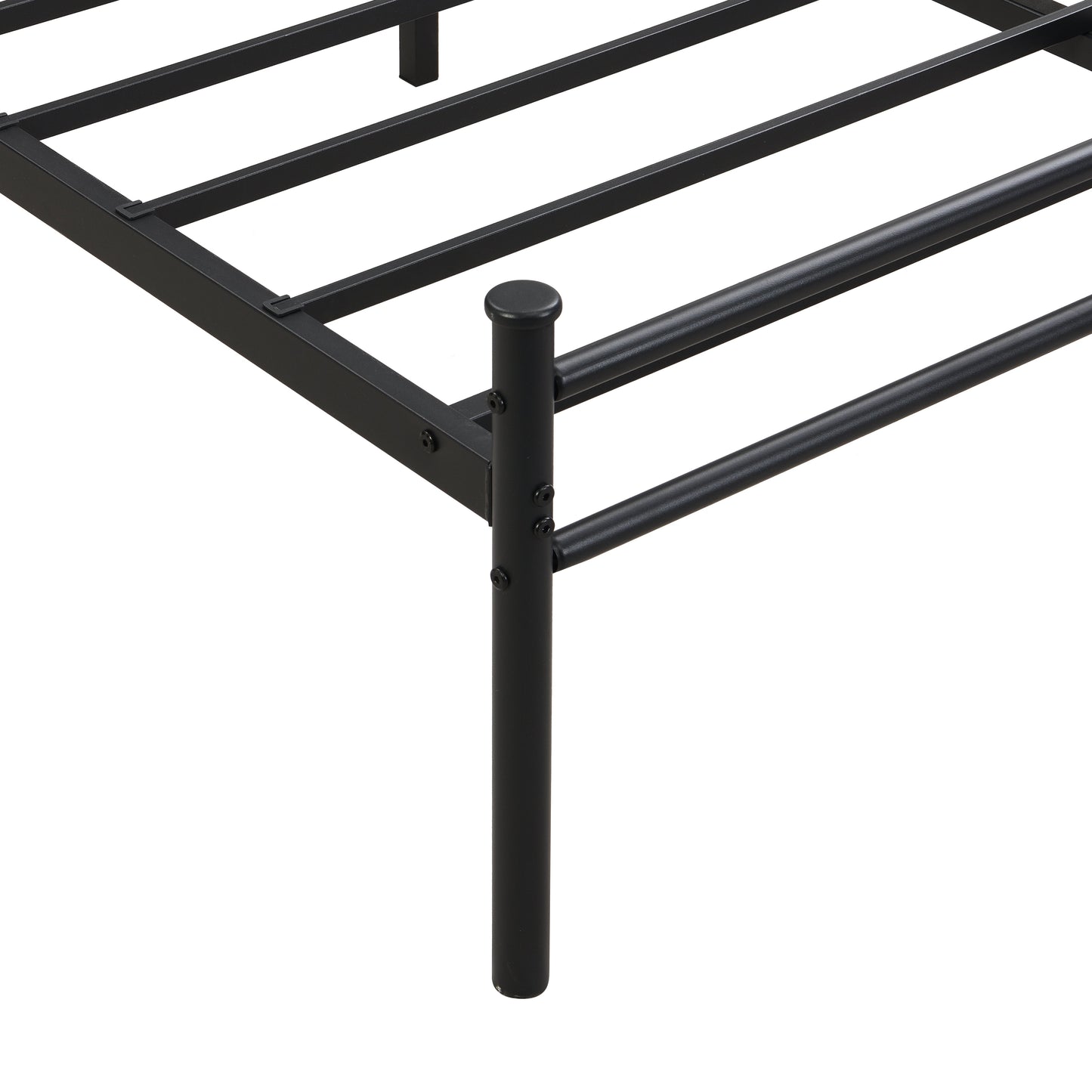 California King bed frame in black metal with tubular posts and cross rails on Tampa Home & Garden Store