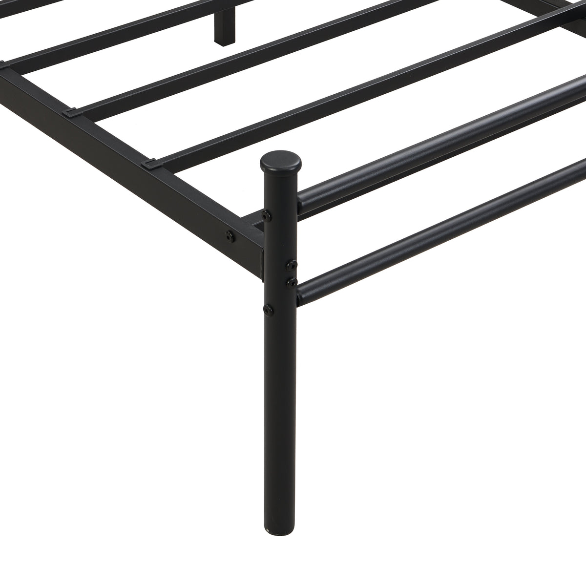 California King bed frame in black metal with tubular posts and cross rails on Tampa Home & Garden Store