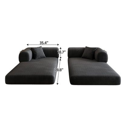 78.8in compression sofa in black corduroy with pillow-back arms, floor sofa bed by HouseOfZazla on Tampa Home & Garden Store