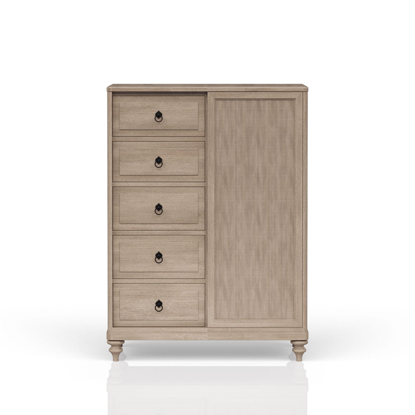 Sand finish dresser with caned door and 2-drawer nightstand from HouseOfZazla bedroom set on Tampa Home & Garden Store