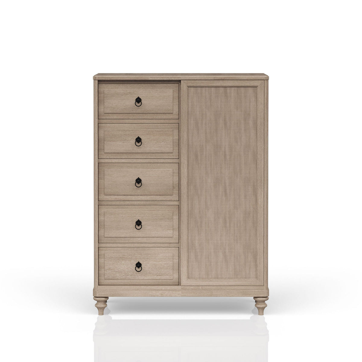 Sand finish dresser with caned door and 2-drawer nightstand from HouseOfZazla bedroom set on Tampa Home & Garden Store
