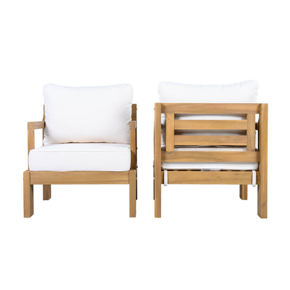 Outdoor Acacia Wood Patio Chairs Set of Two