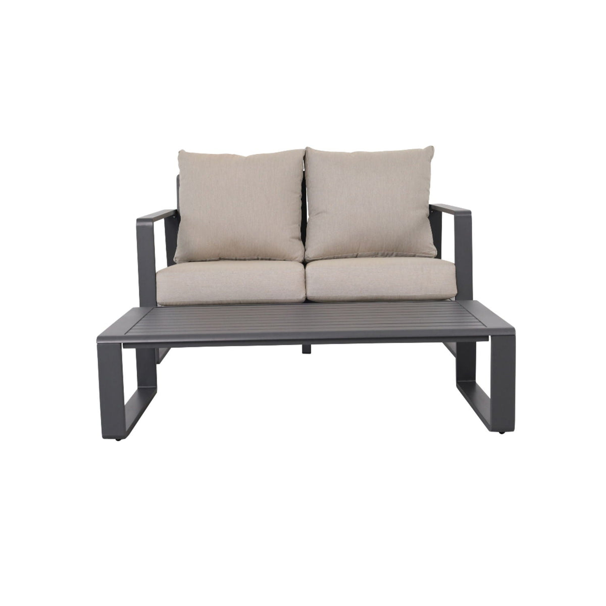 Aluminum Sofa and Rectangular Coffee Table Set