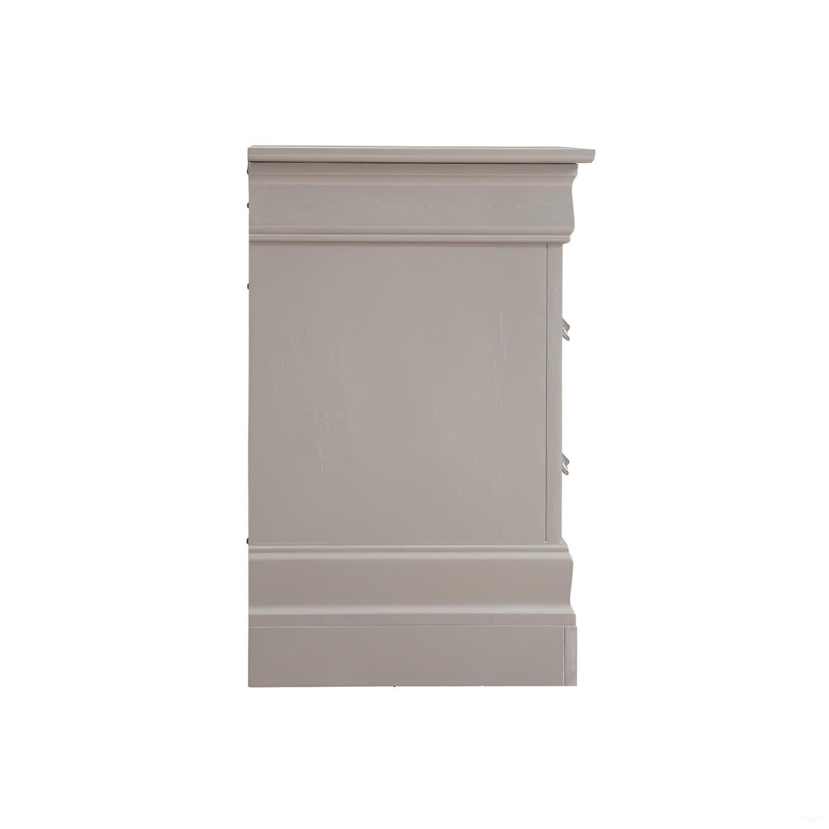 Decorative accent nightstand with gray pearl silver finish and crystal pulls by HouseOfZazla on Tampa Home & Garden Store